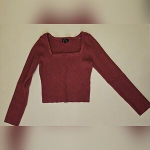 art class Ribbed Square Neck Top — Dusty Rose